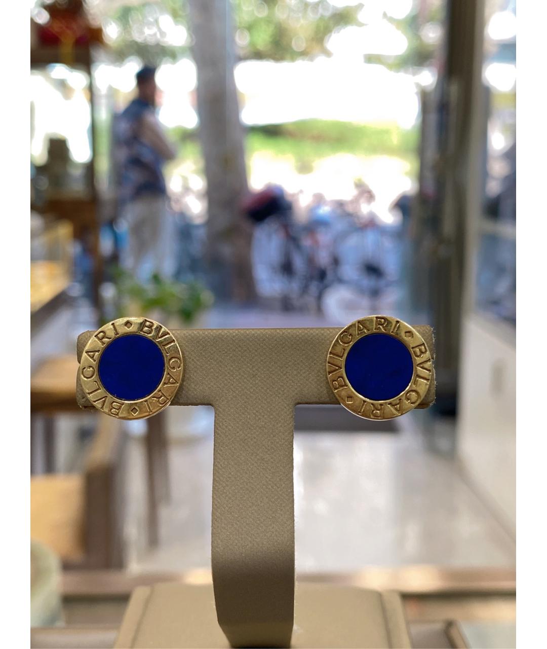 BVLGARI Синие серьги из желтого золота, фото 7