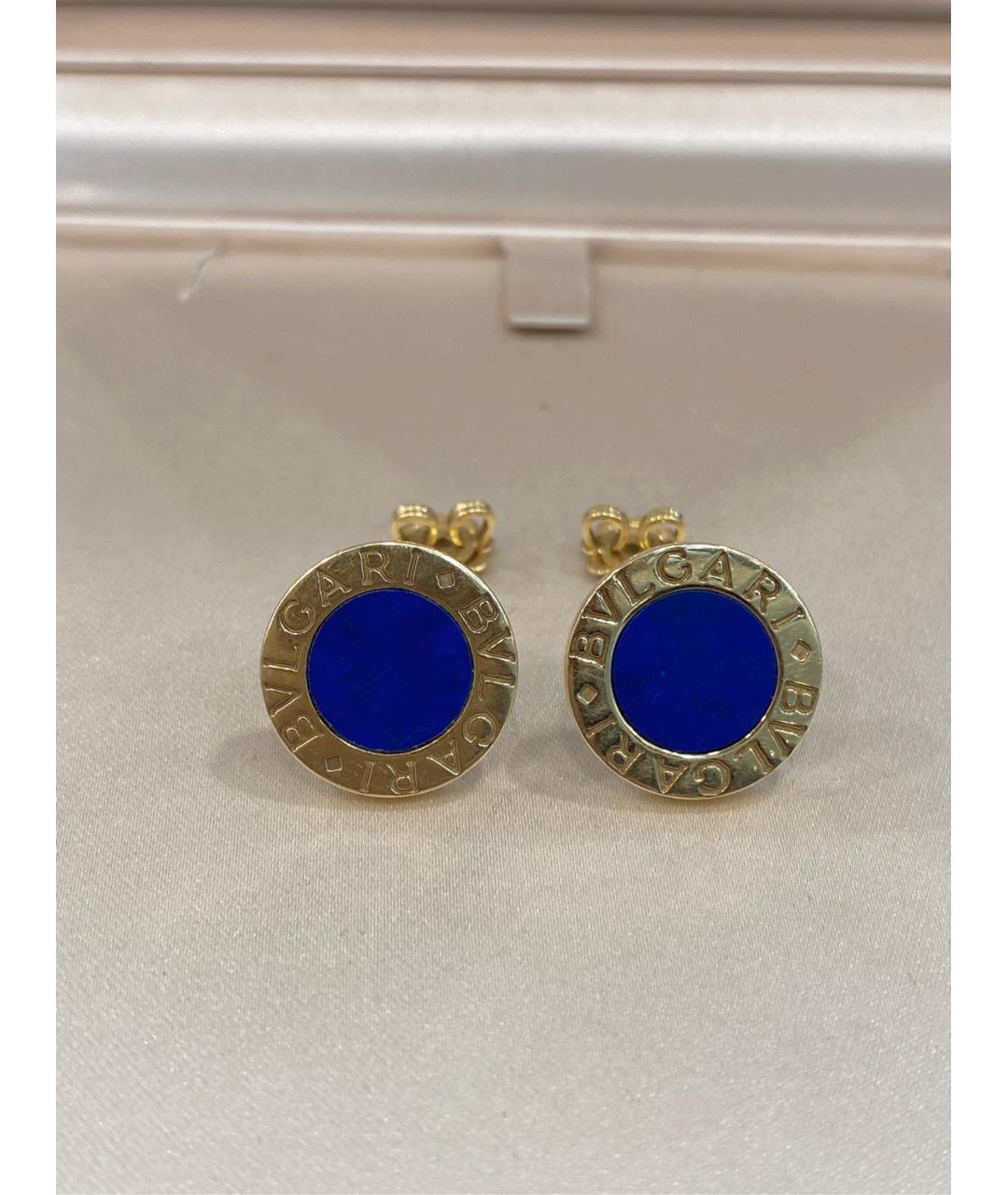 BVLGARI Синие серьги из желтого золота, фото 2