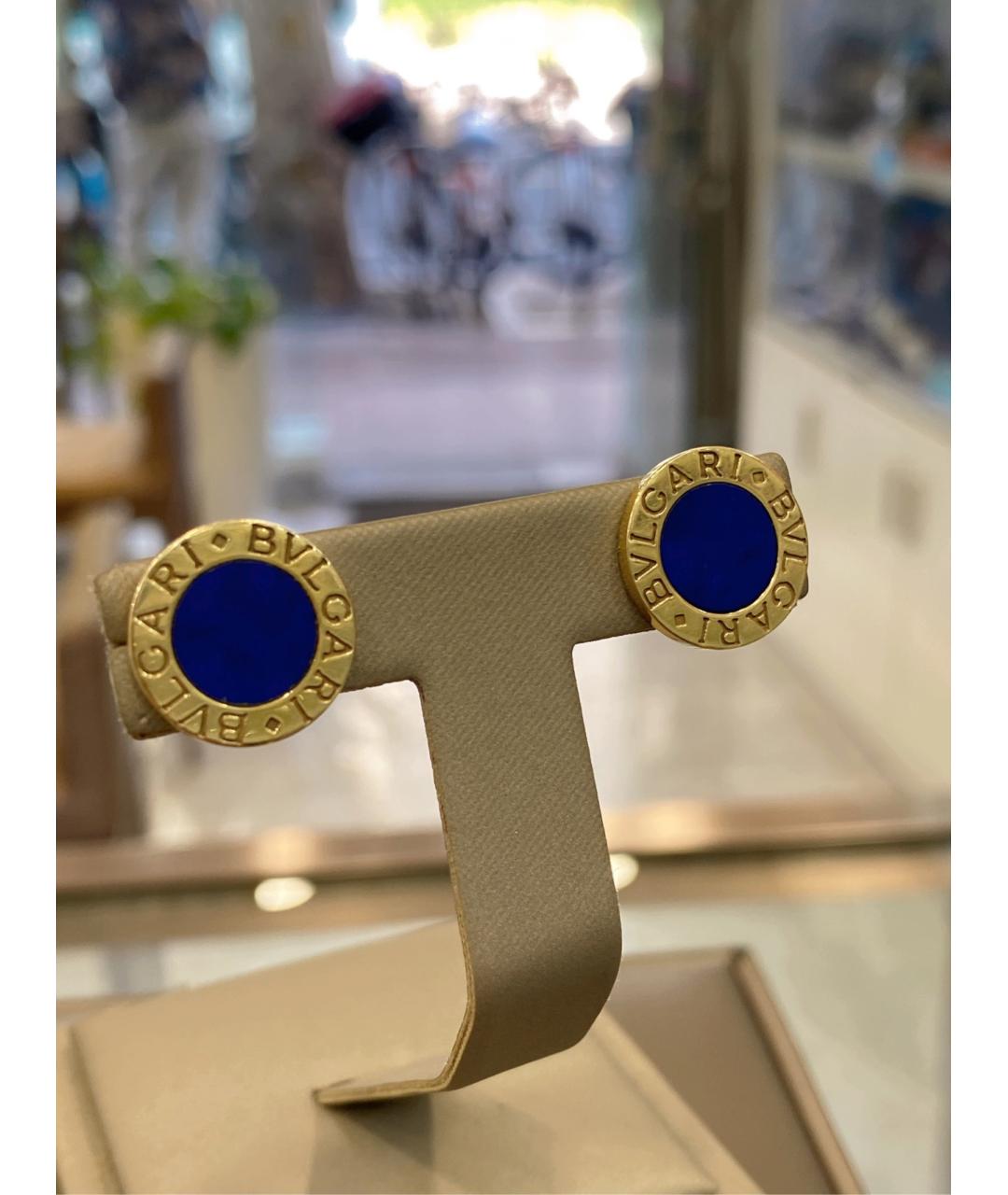 BVLGARI Синие серьги из желтого золота, фото 3