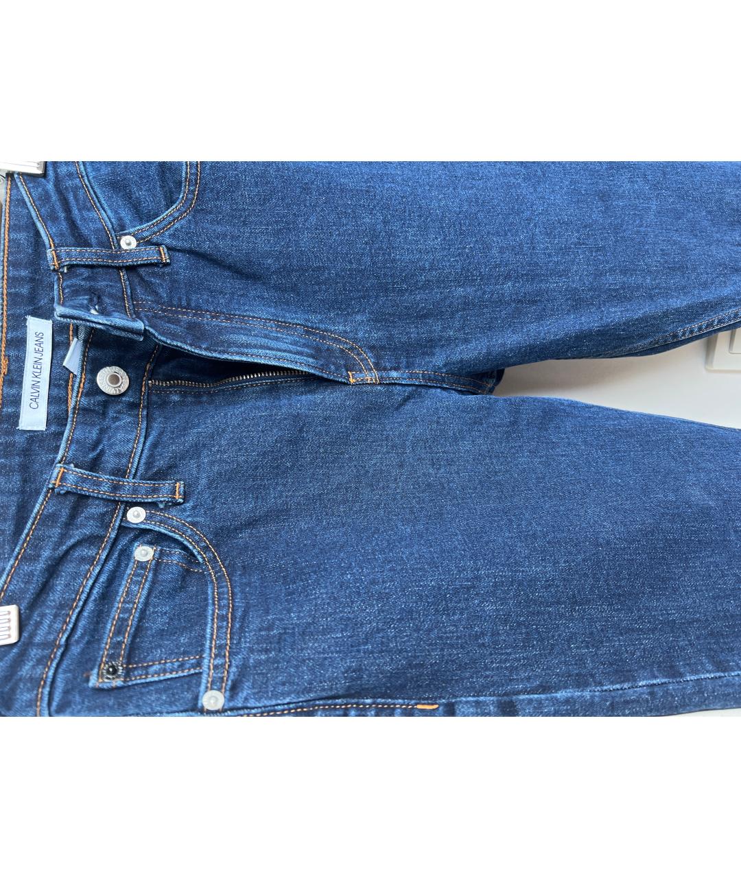 CALVIN KLEIN Темно-синие хлопковые джинсы слим, фото 5