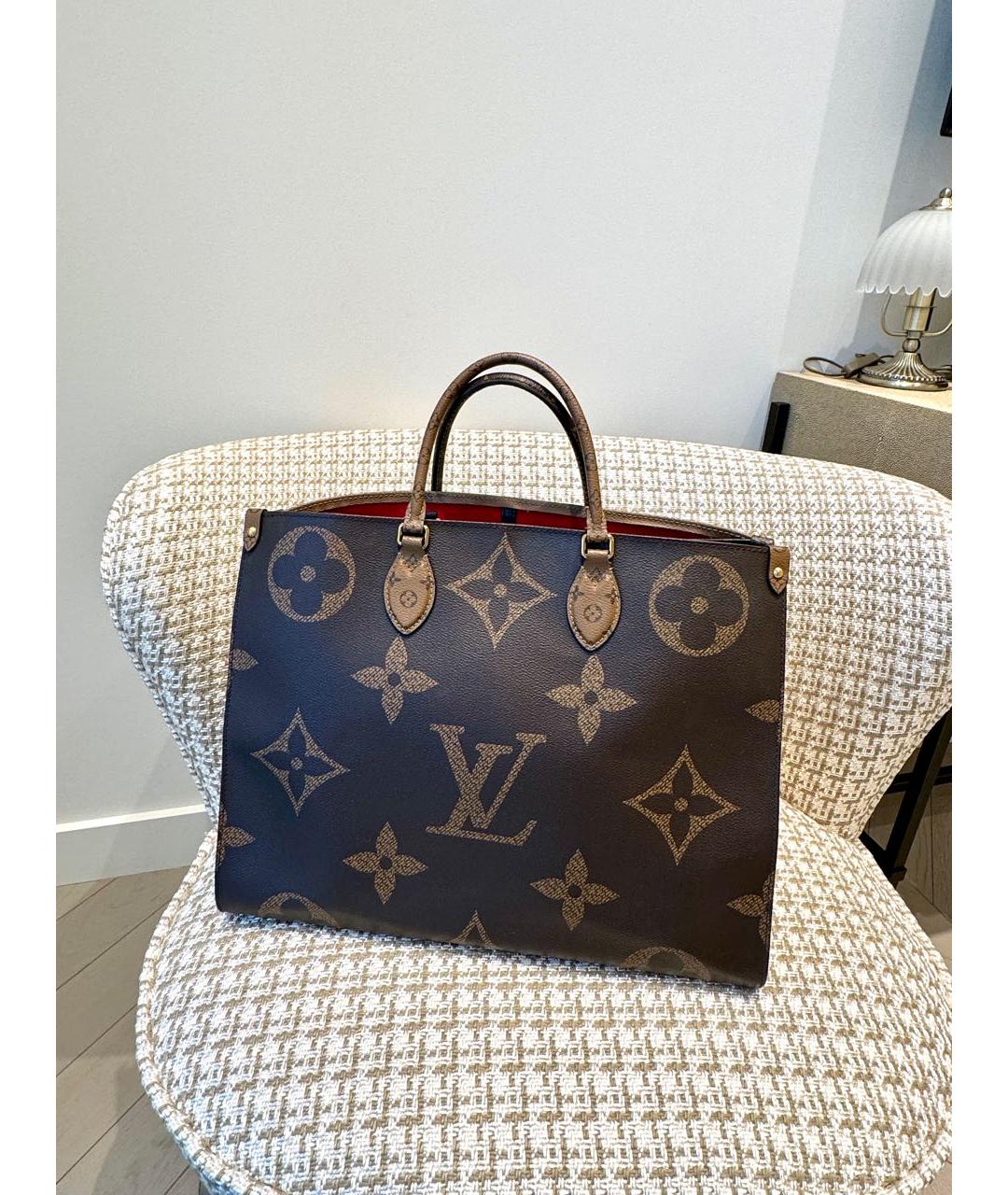 LOUIS VUITTON PRE-OWNED Коричневая сумка тоут, фото 3