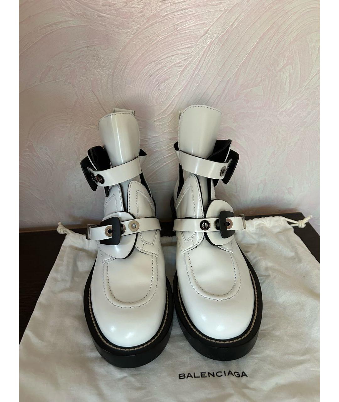 BALENCIAGA Белые кожаные ботинки, фото 2