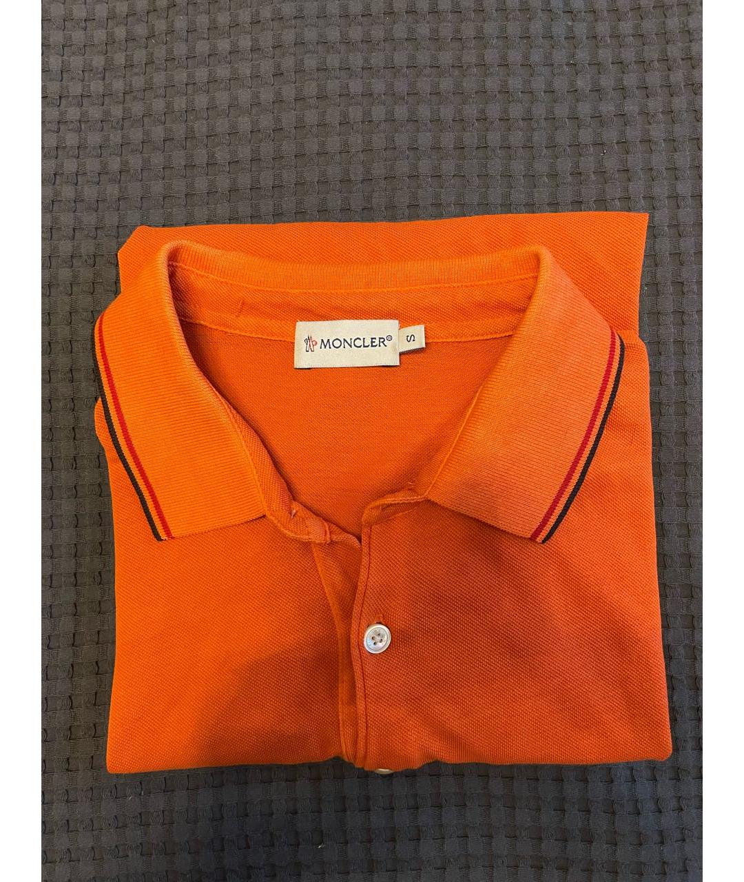 MONCLER Оранжевое хлопковое поло с коротким рукавом, фото 3