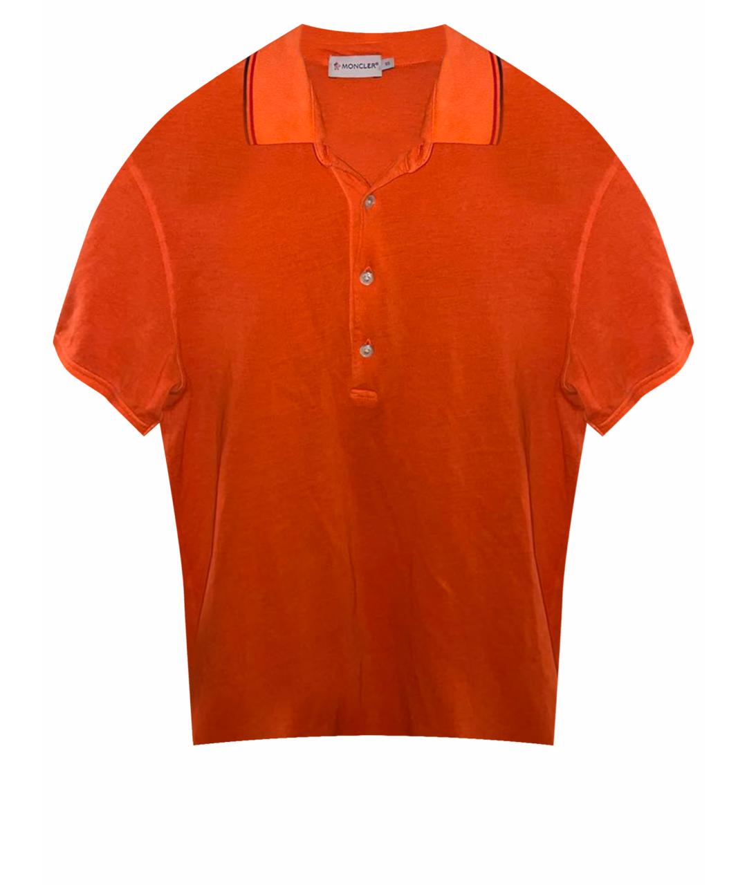 MONCLER Оранжевое хлопковое поло с коротким рукавом, фото 1