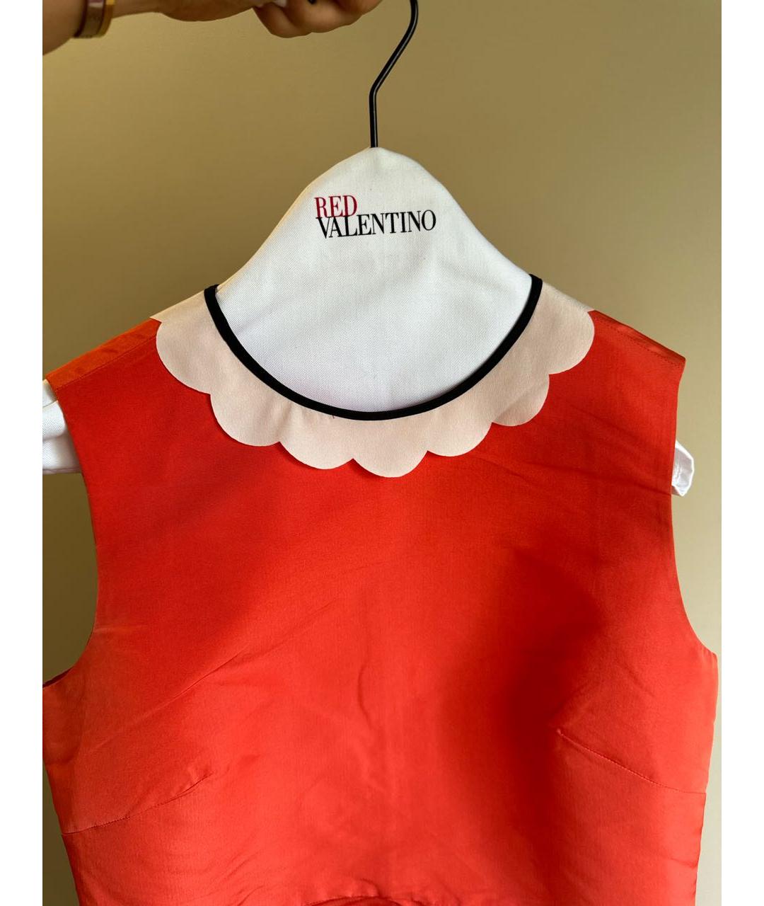 RED VALENTINO Оранжевое полиэстеровое коктейльное платье, фото 4