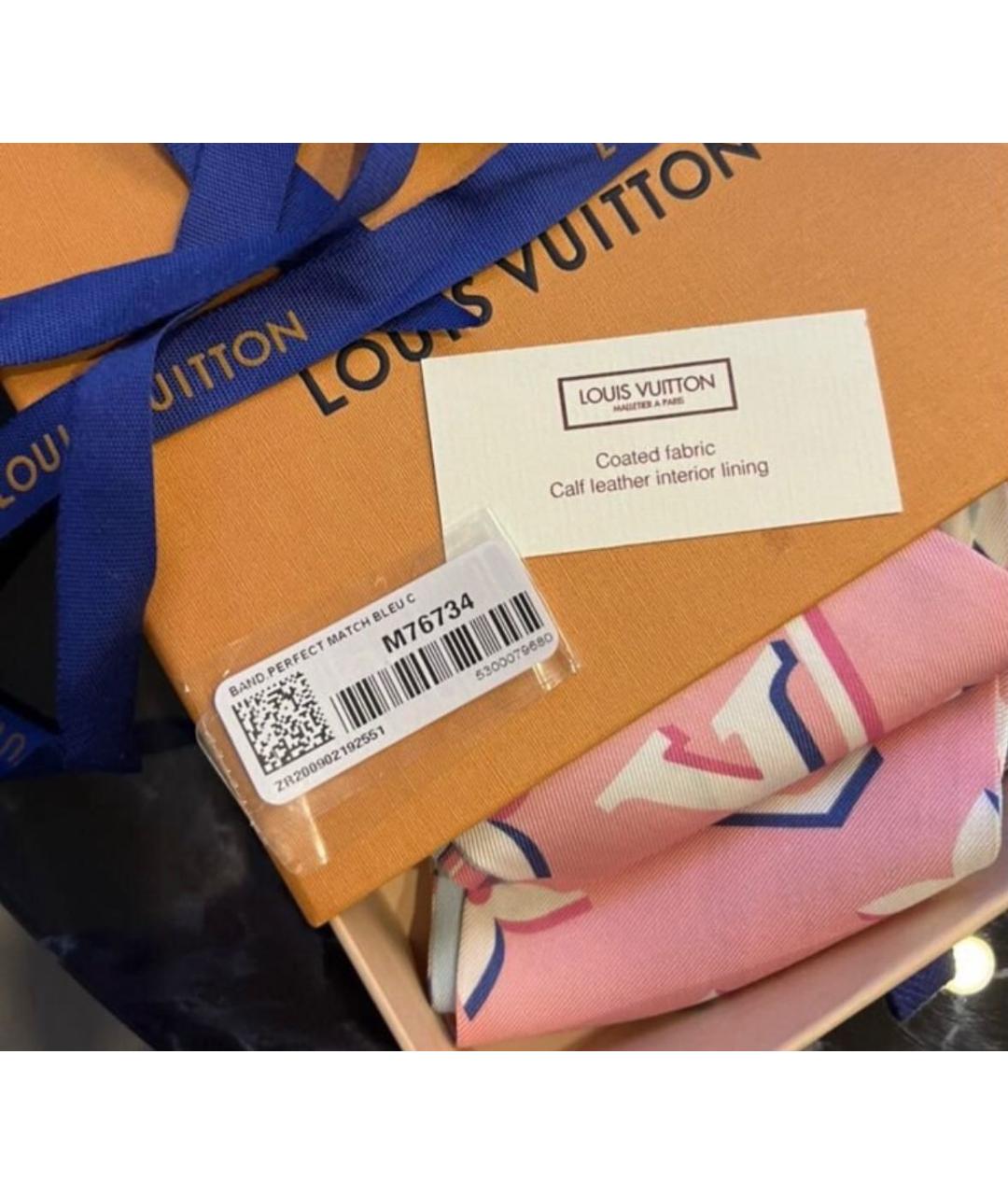 LOUIS VUITTON Розовый шелковый платок, фото 3