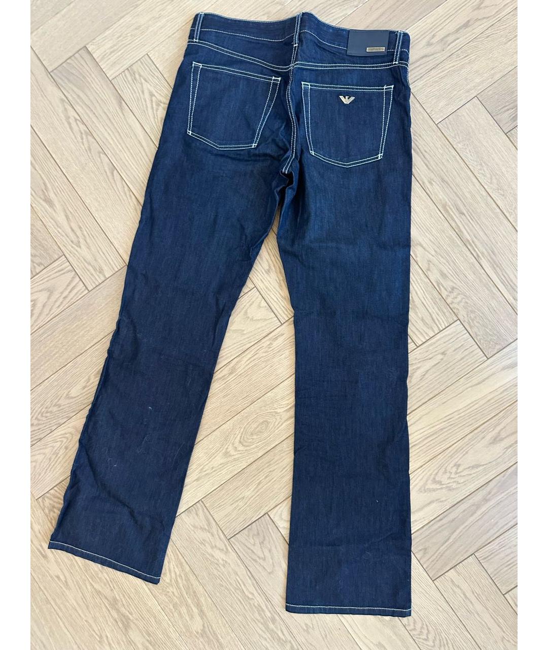ARMANI COLLEZIONI Синие хлопковые прямые джинсы, фото 2