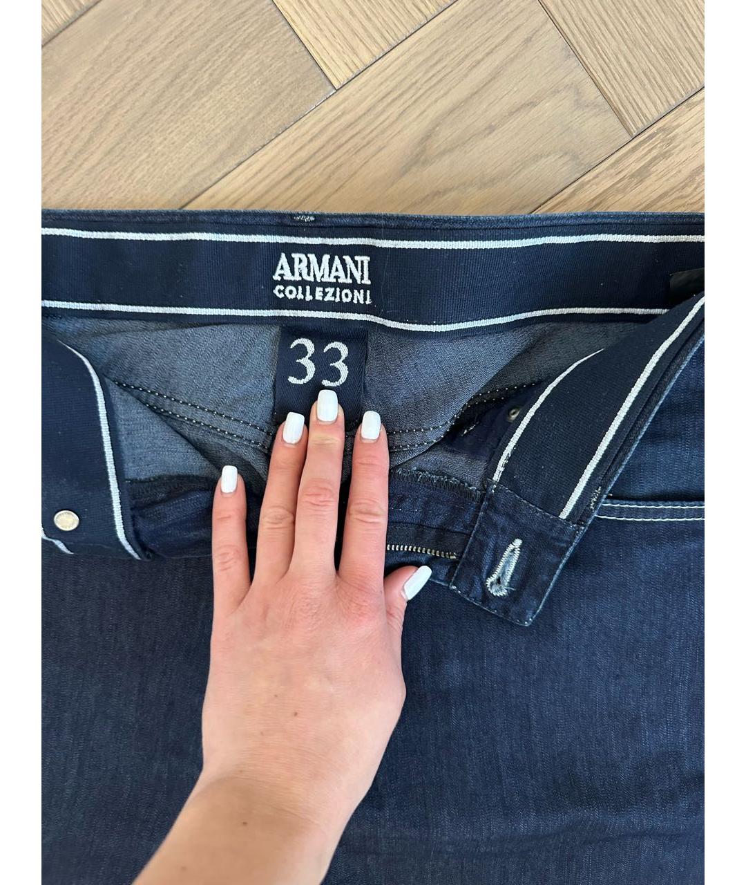 ARMANI COLLEZIONI Синие хлопковые прямые джинсы, фото 3