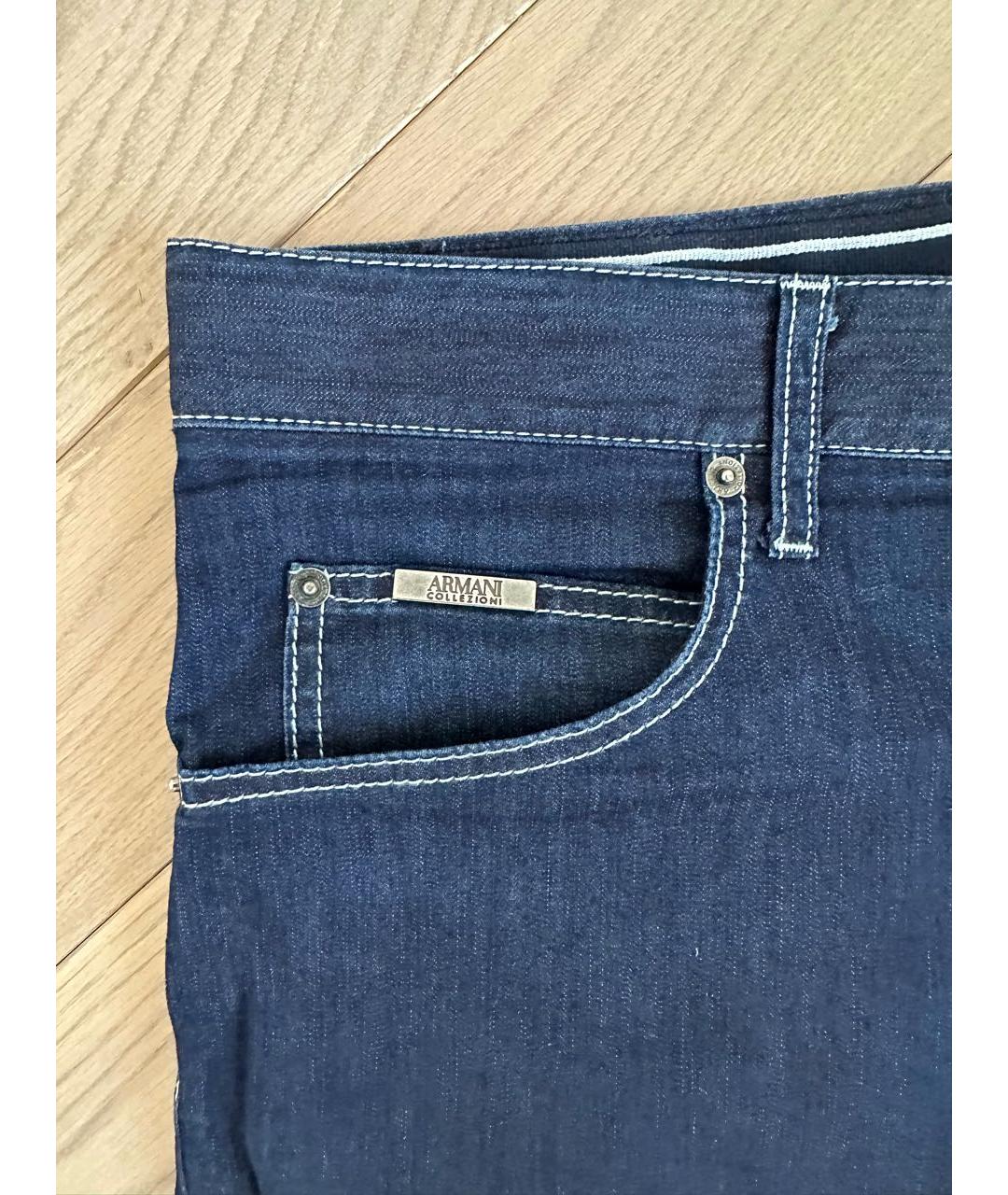 ARMANI COLLEZIONI Синие хлопковые прямые джинсы, фото 4