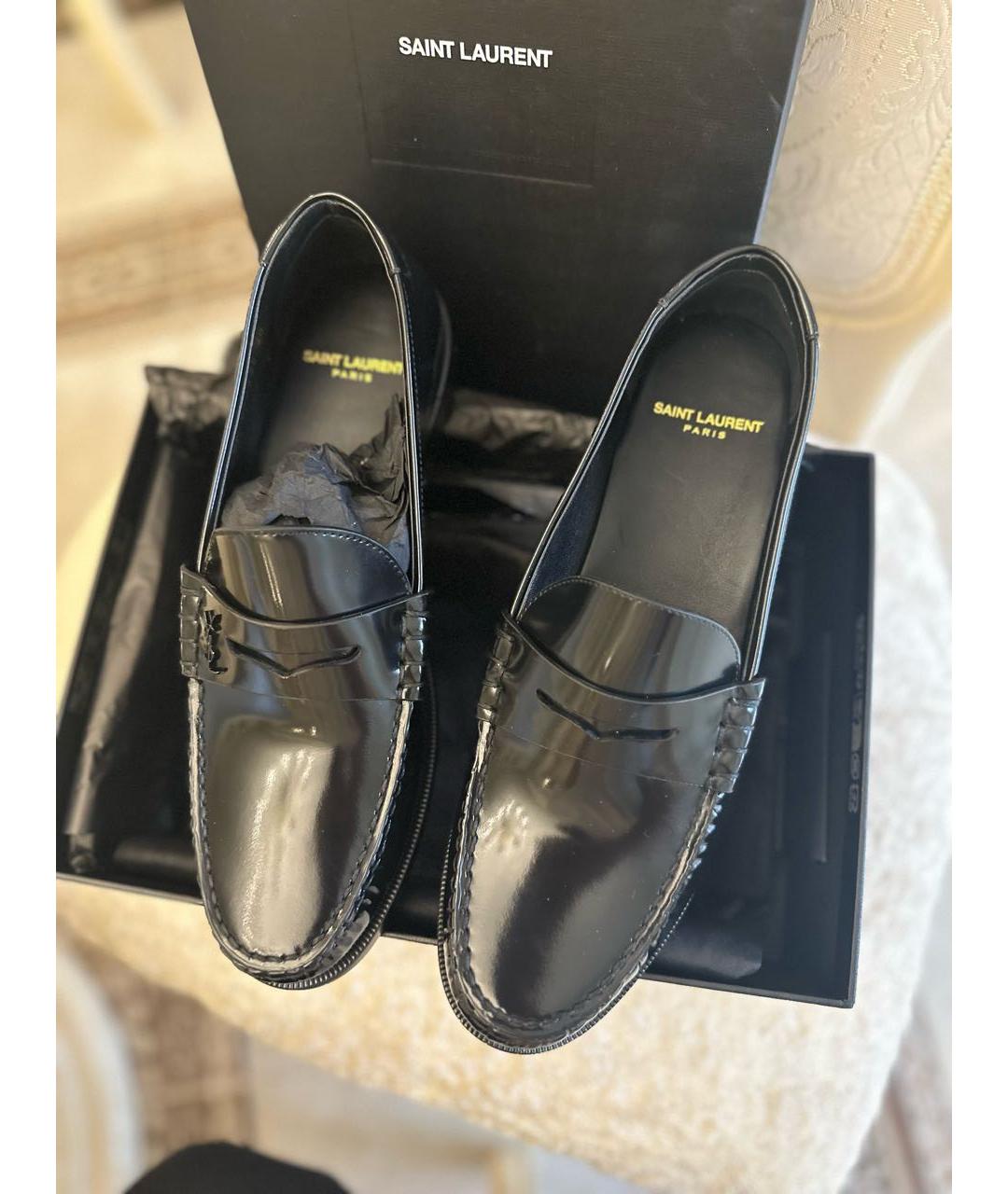 SAINT LAURENT Черные лоферы из лакированной кожи, фото 4