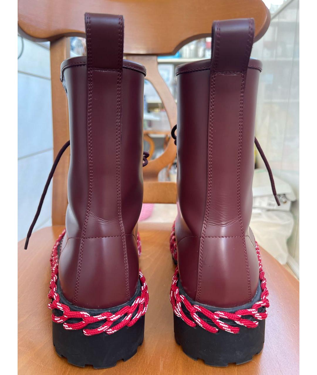 BALENCIAGA Бордовые кожаные ботинки, фото 4