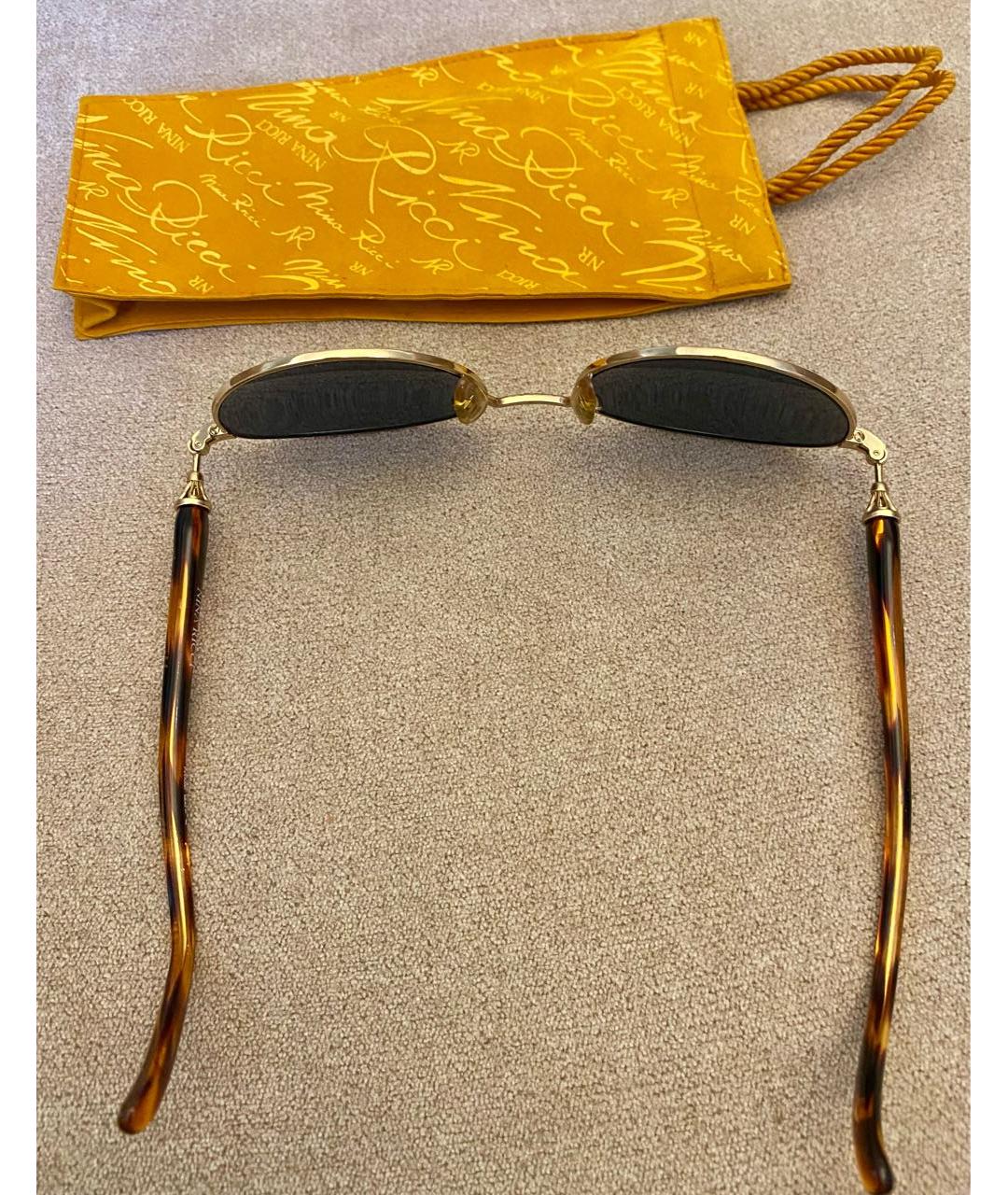 NINA RICCI Золотые металлические солнцезащитные очки, фото 6
