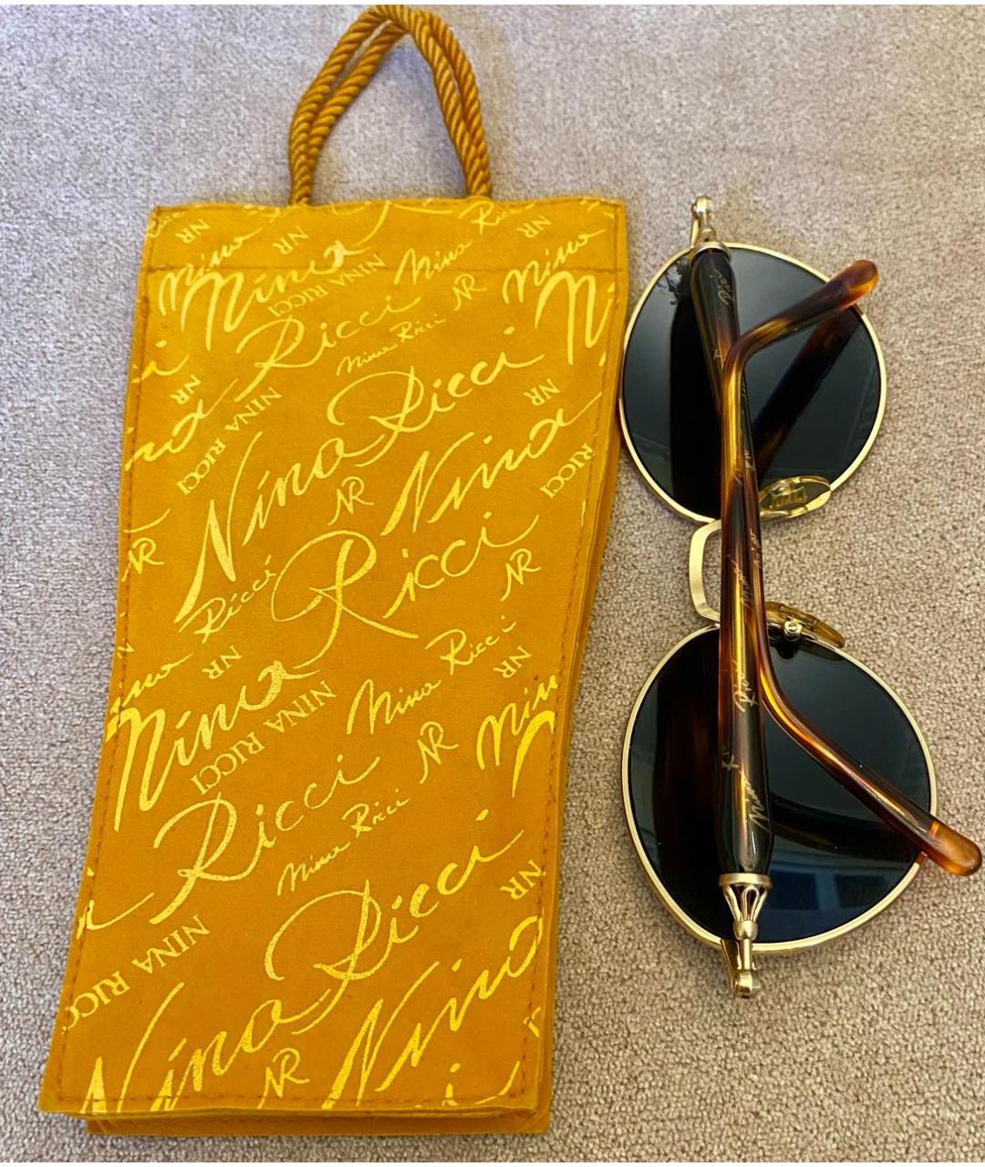 NINA RICCI Золотые металлические солнцезащитные очки, фото 4