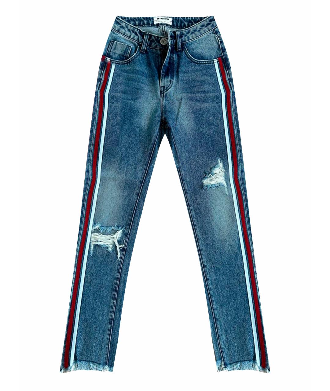 ONE TEASPOON Синие хлопковые прямые джинсы, фото 1