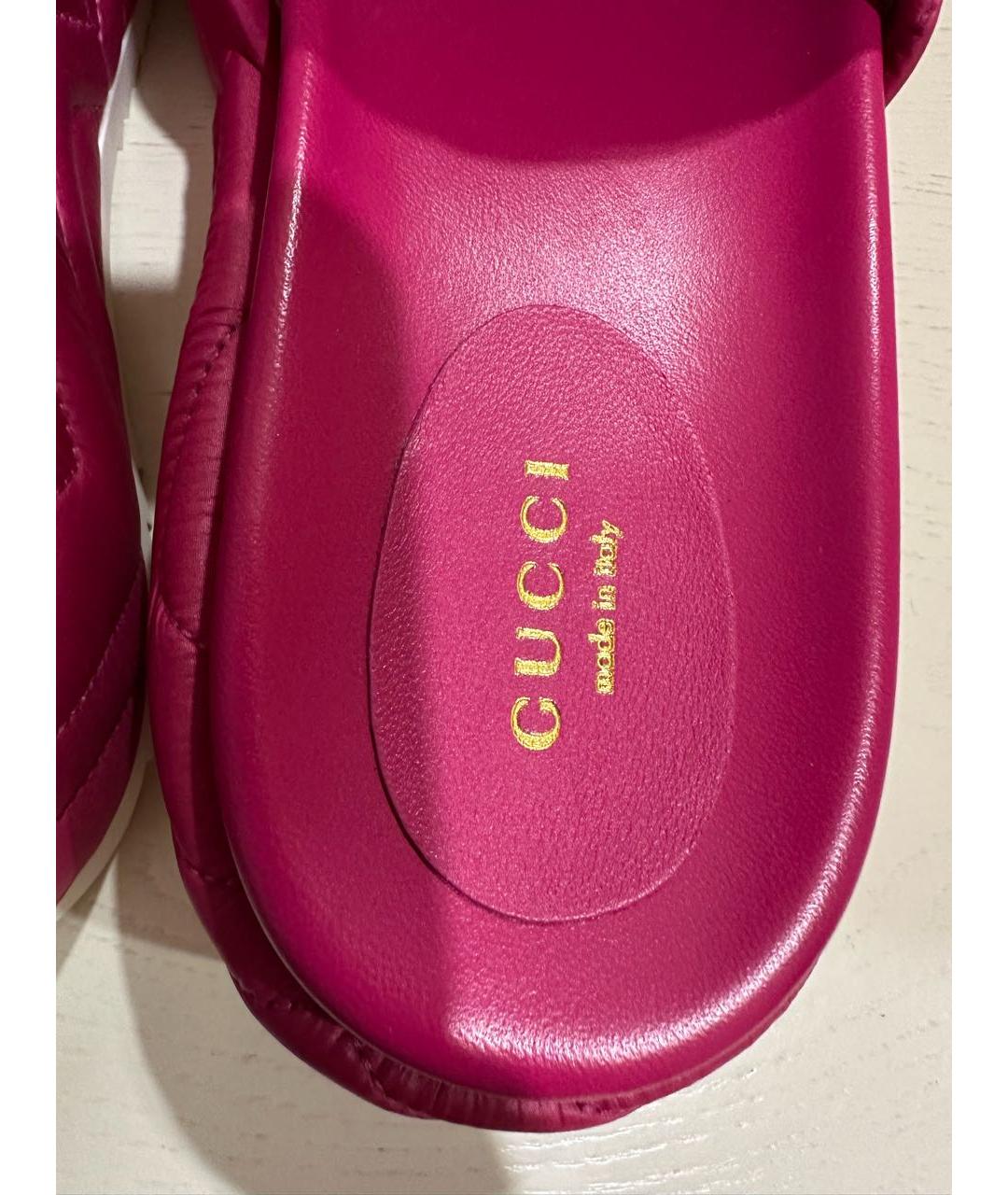 GUCCI Розовые текстильные шлепанцы, фото 6