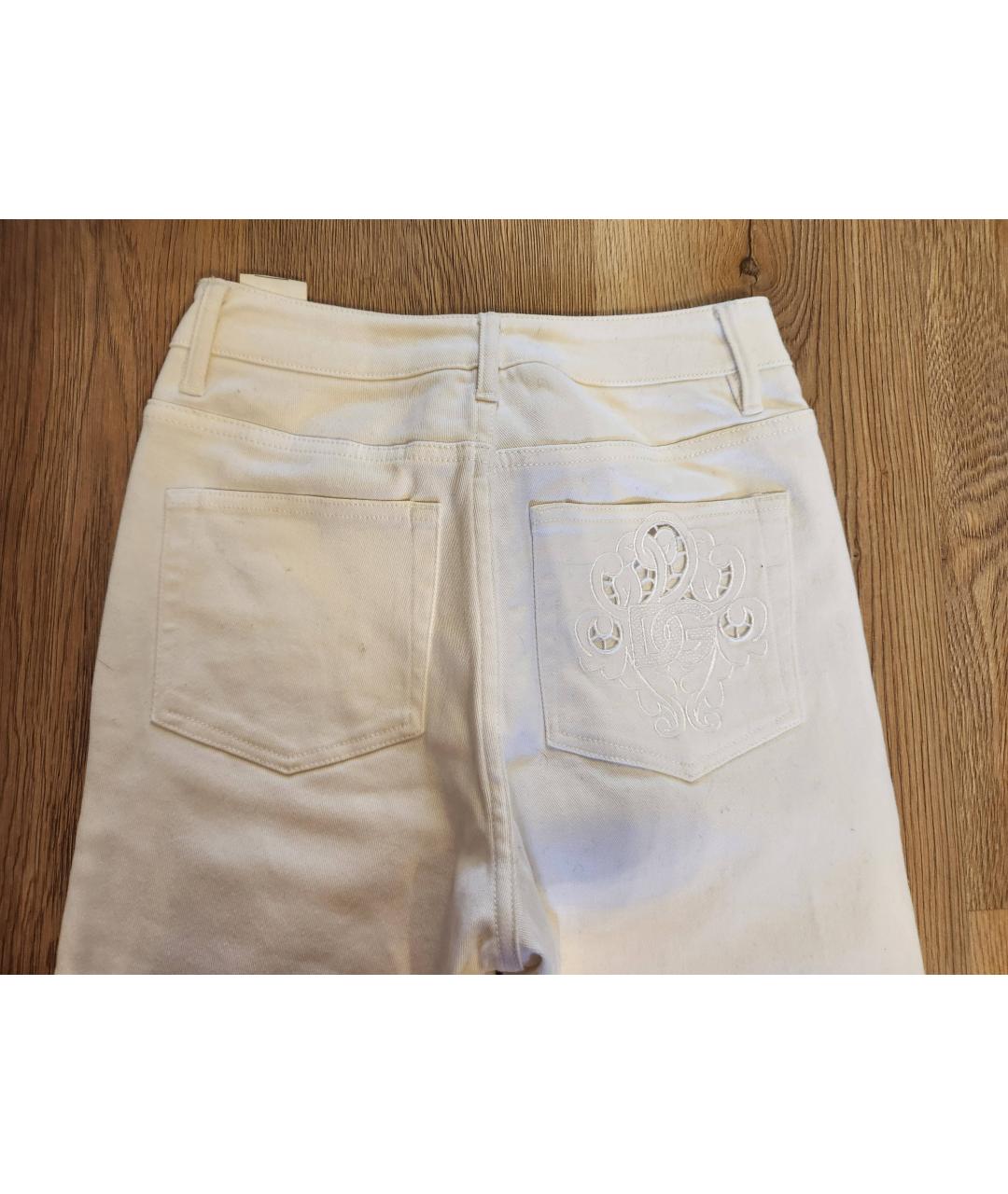 DOLCE&GABBANA Белые хлопковые прямые джинсы, фото 6