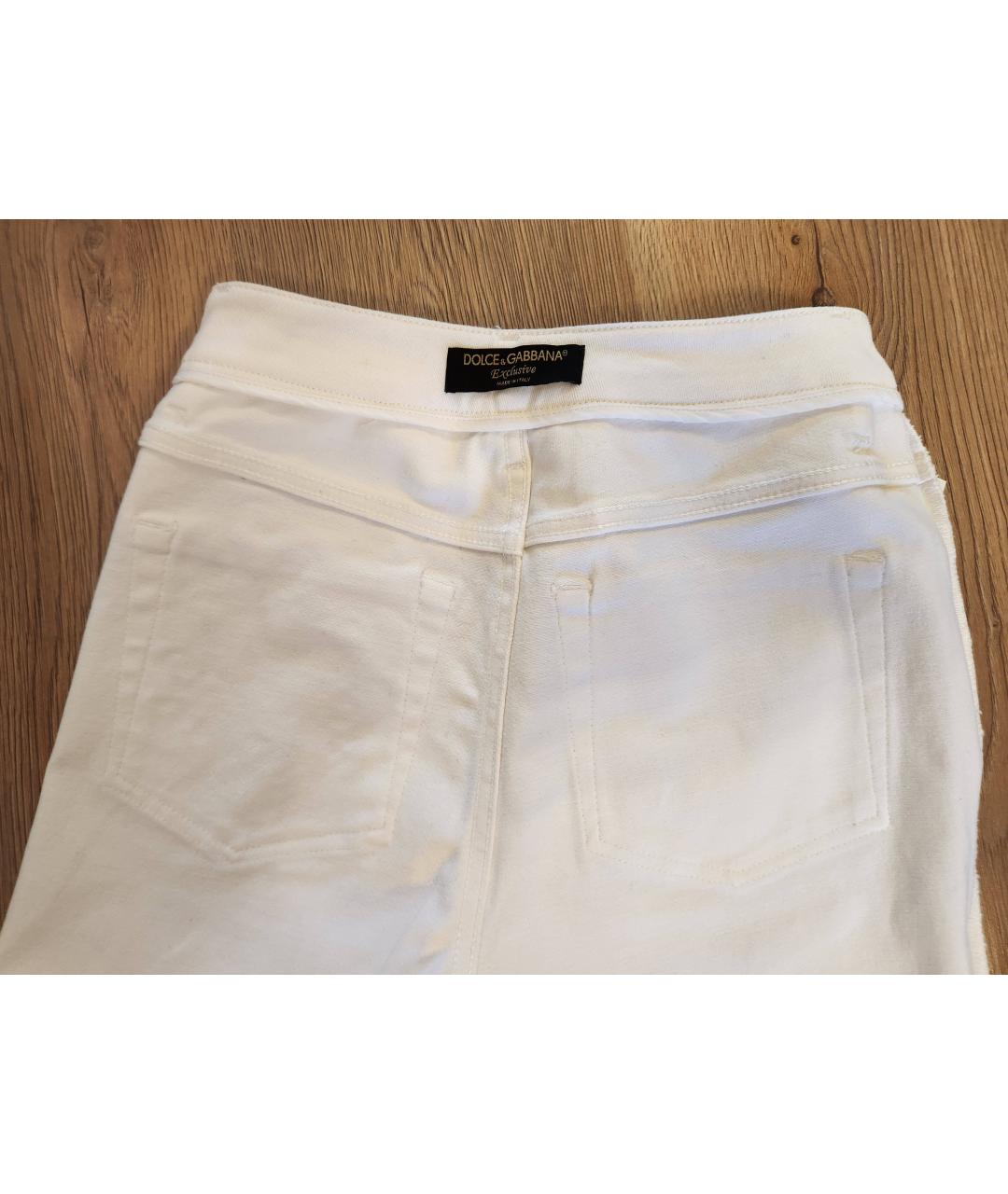 DOLCE&GABBANA Белые хлопковые прямые джинсы, фото 3