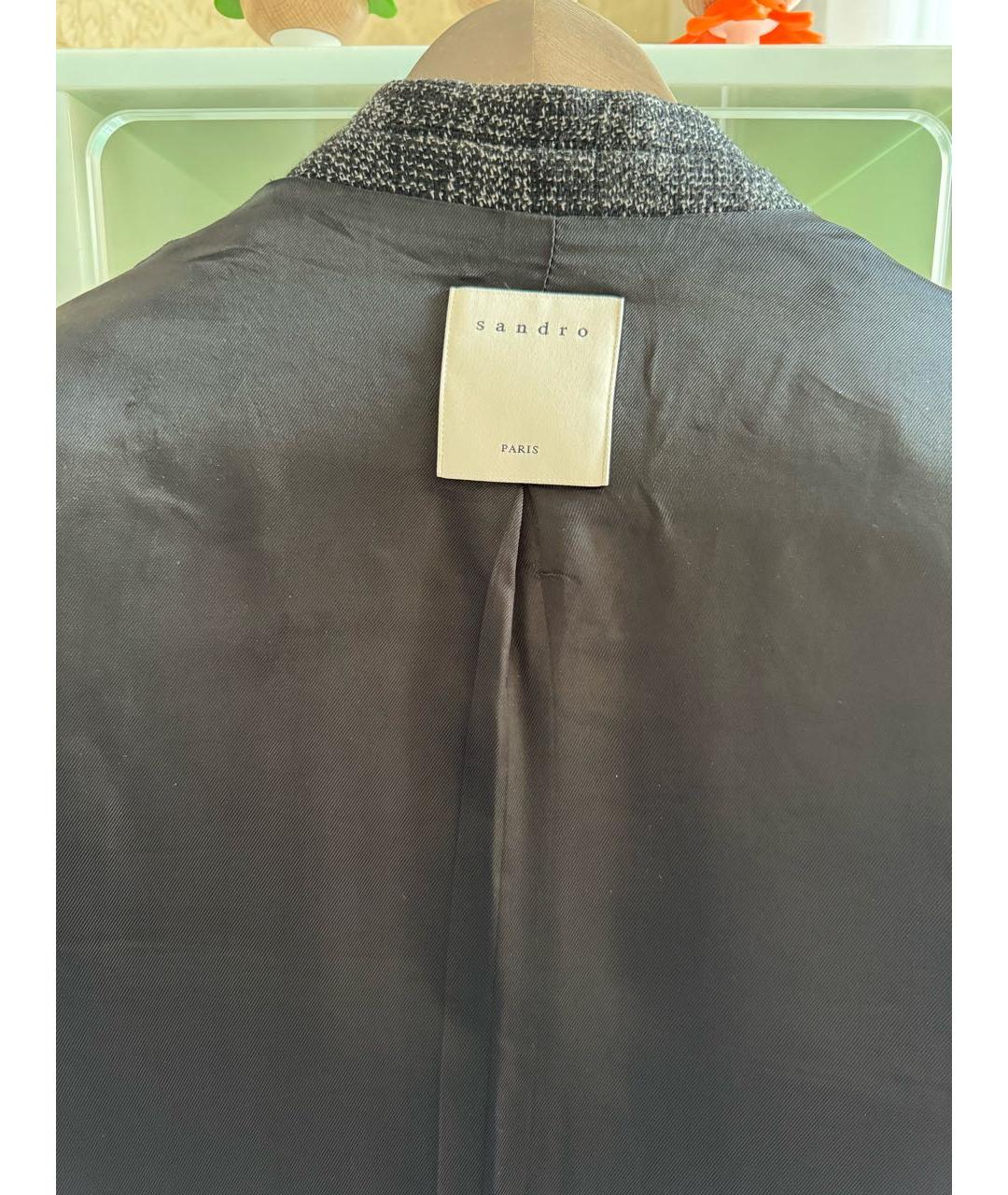SANDRO Черный шерстяной жакет/пиджак, фото 3