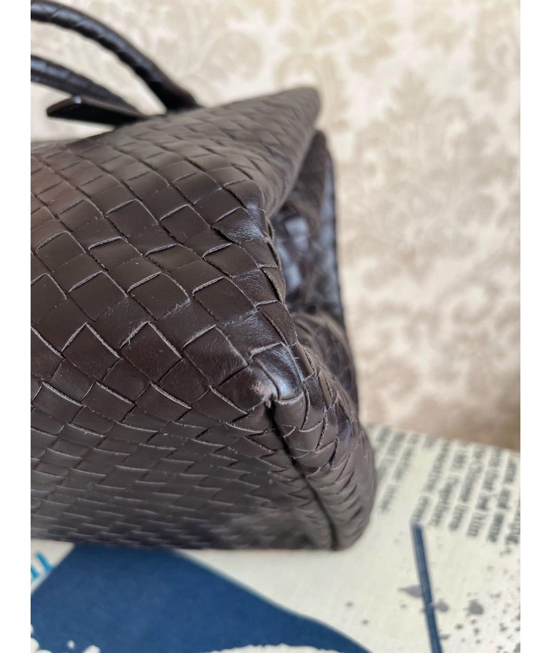 BOTTEGA VENETA Коричневая кожаная сумка с короткими ручками, фото 6