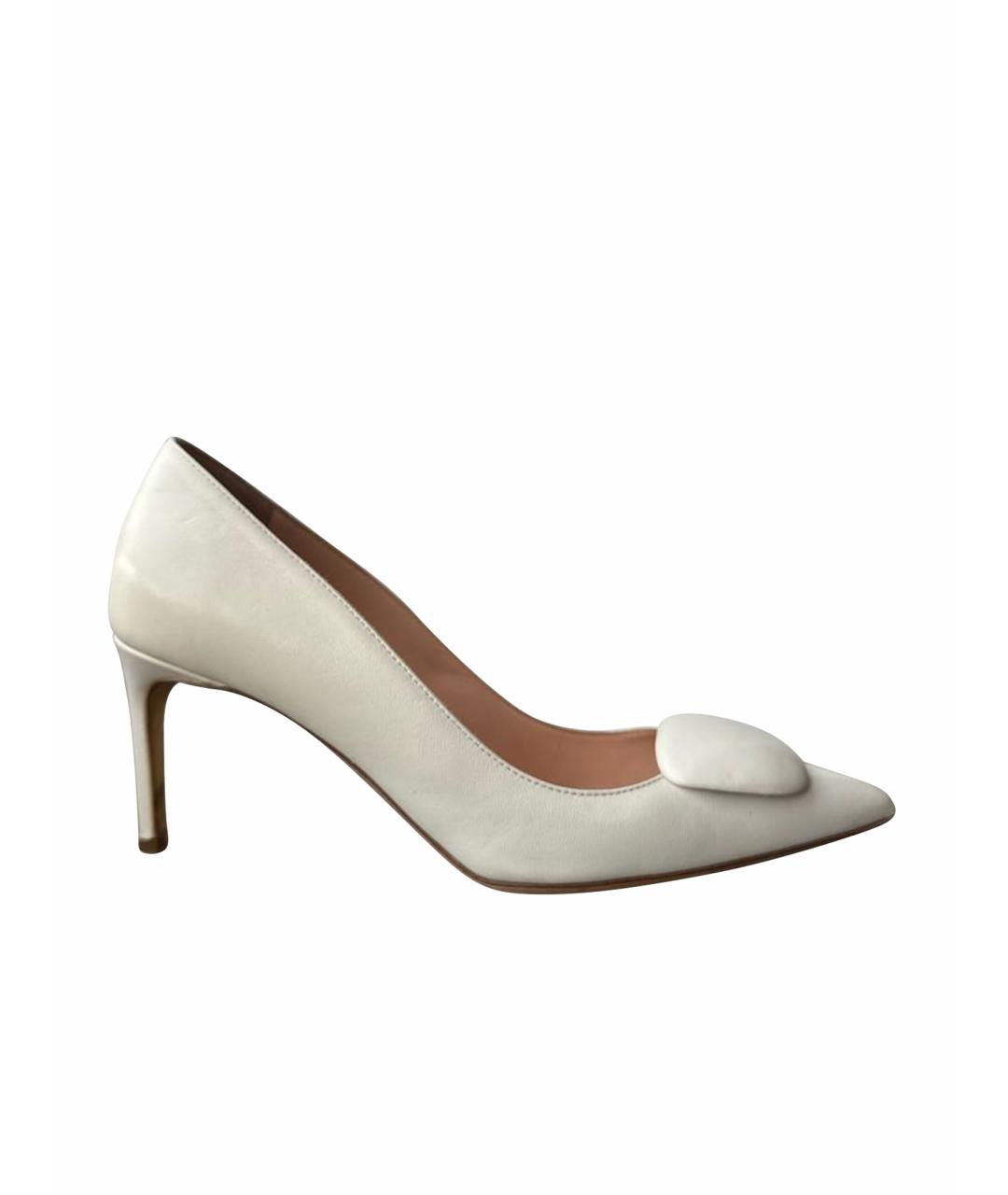 RUPERT SANDERSON Белые кожаные свадебные туфли на среднем каблуке, фото 1
