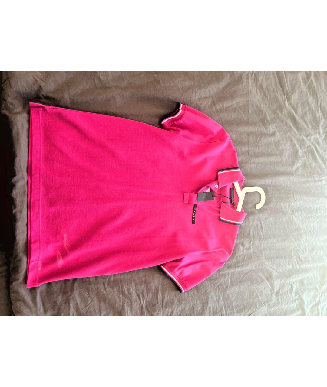 PRADA Розовое хлопковое поло с коротким рукавом, фото 4