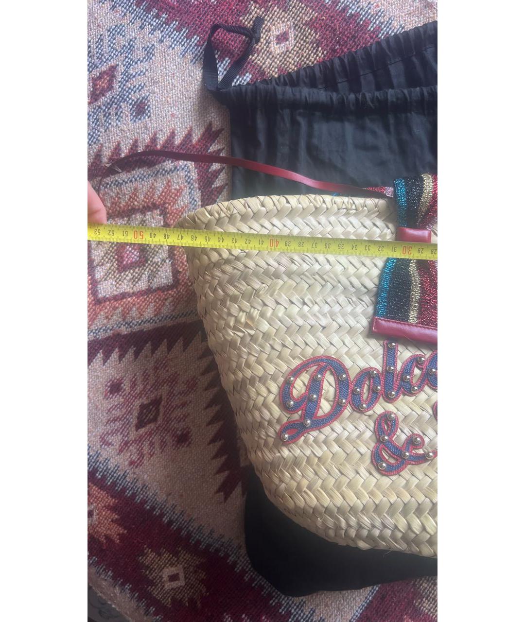 DOLCE&GABBANA Бежевая пелетеная пляжная сумка, фото 8