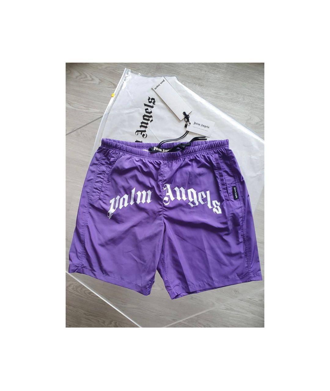 PALM ANGELS Фиолетовые полиэстеровые шорты, фото 8