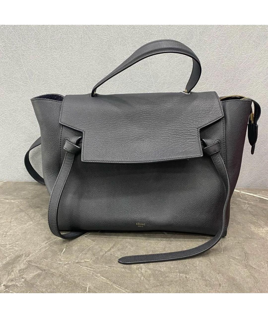 CELINE PRE-OWNED Антрацитовая кожаная сумка через плечо, фото 2