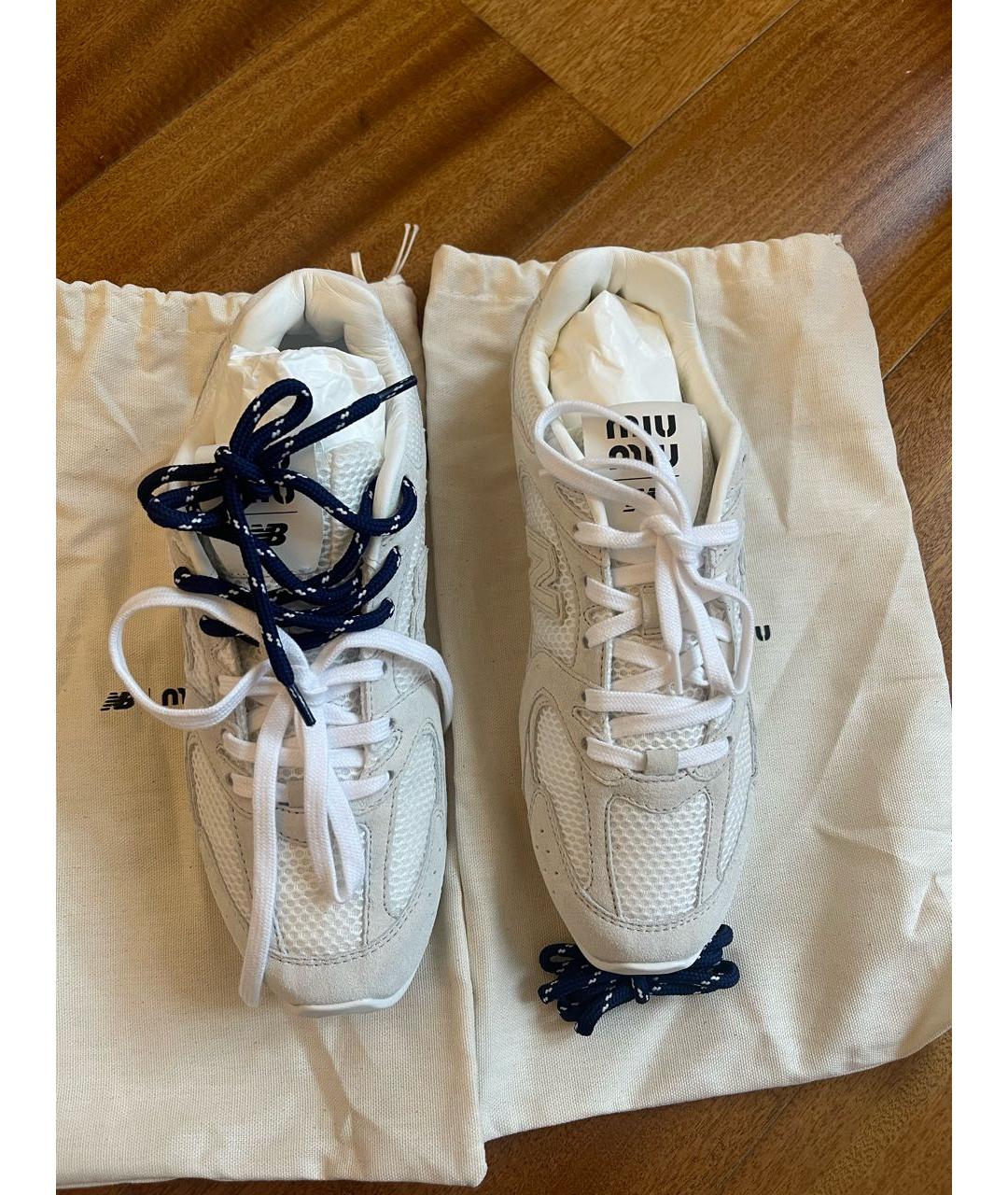 MIU MIU Белые замшевые кроссовки, фото 8