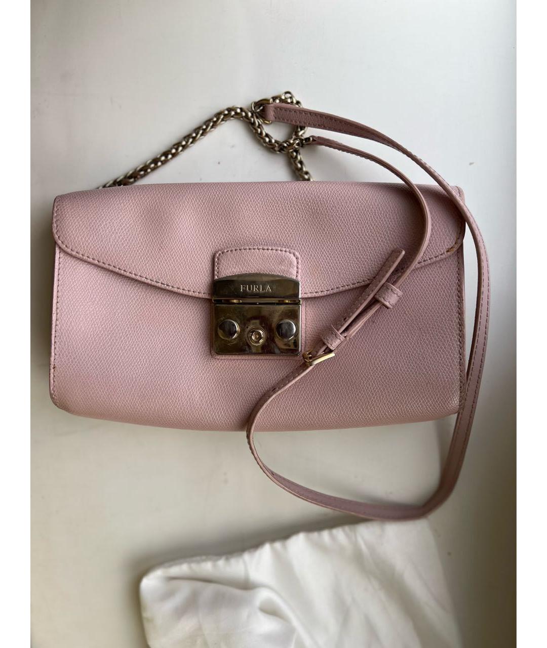 FURLA Розовая кожаная сумка через плечо, фото 6