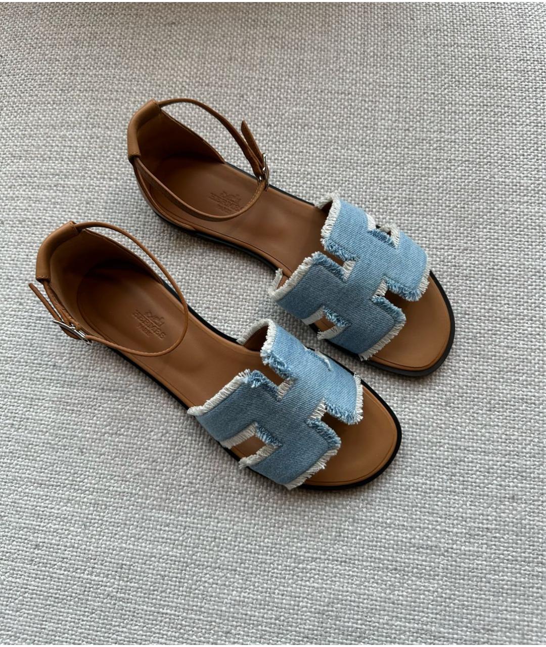HERMES PRE-OWNED Голубые кожаные сандалии, фото 2