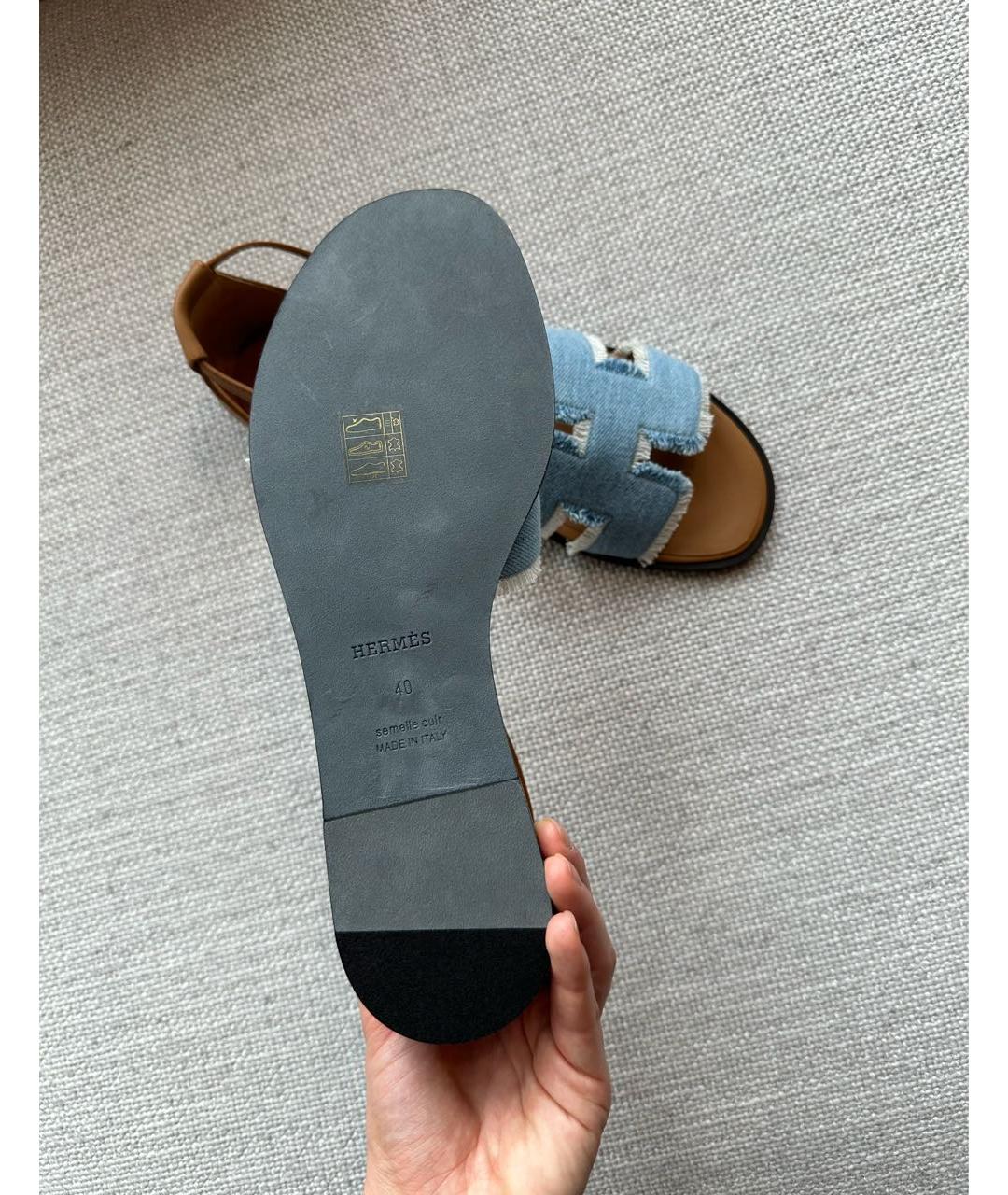 HERMES PRE-OWNED Голубые кожаные сандалии, фото 4
