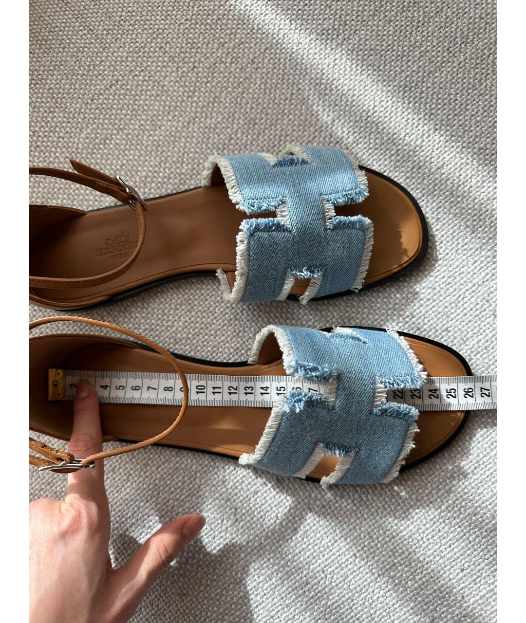 HERMES PRE-OWNED Голубые кожаные сандалии, фото 3
