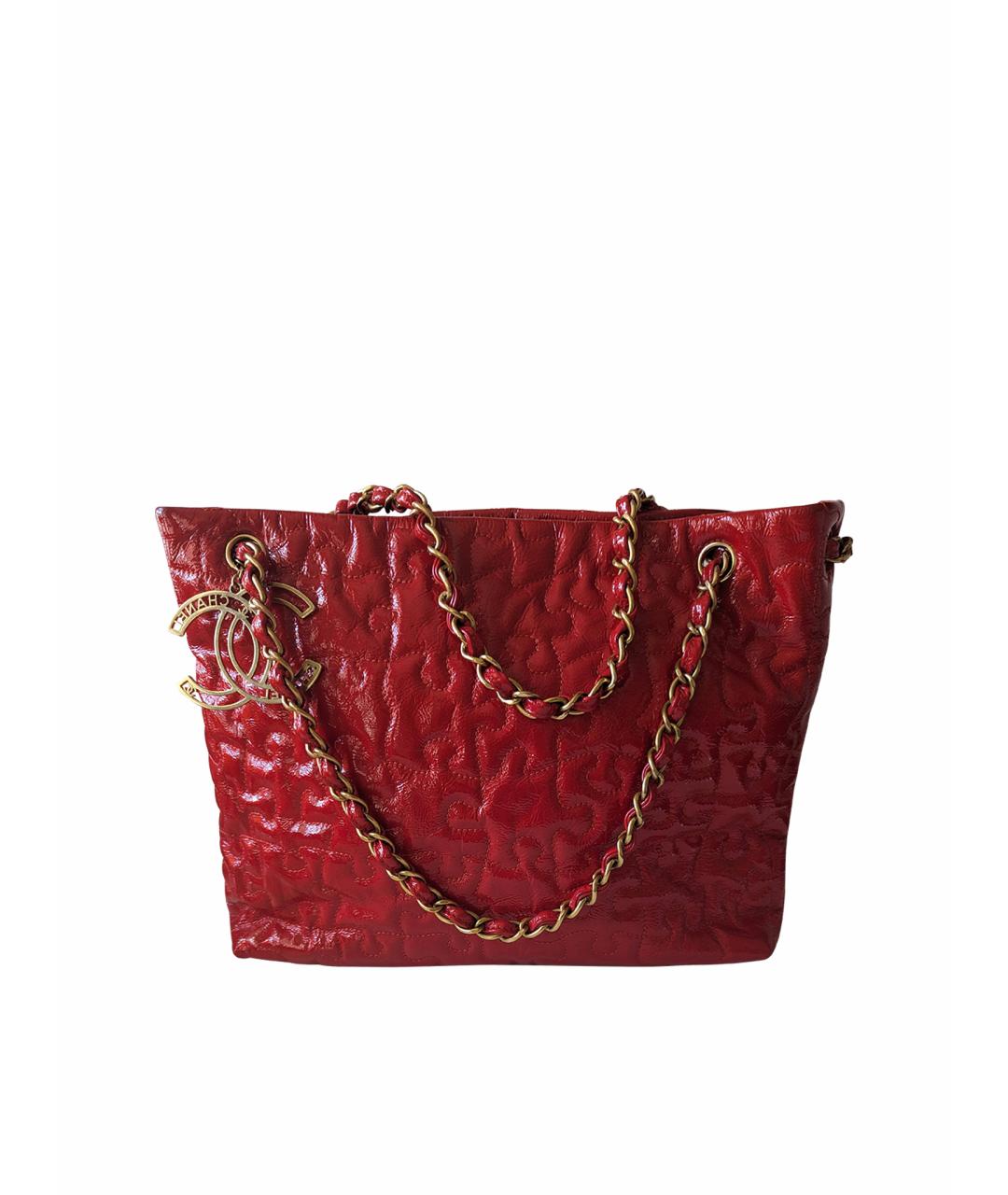 CHANEL PRE-OWNED Красная сумка тоут из лакированной кожи, фото 1