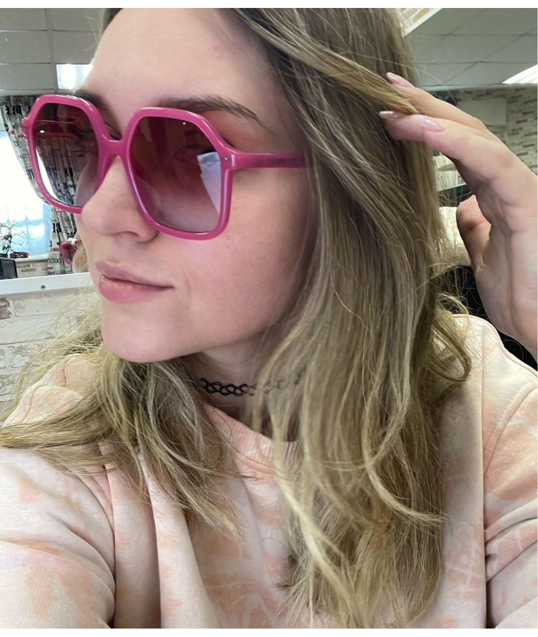 ISABEL MARANT Розовые пластиковые солнцезащитные очки, фото 7