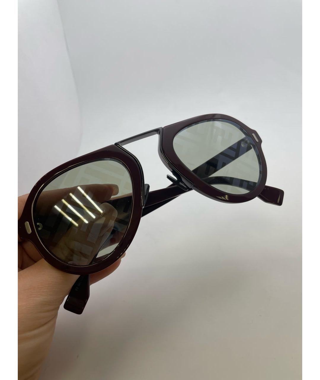 FENDI Бордовые пластиковые солнцезащитные очки, фото 8