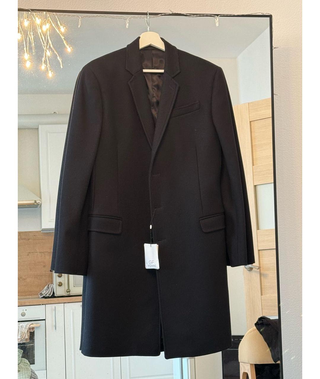 GIANFRANCO FERRE Черное шерстяное пальто, фото 5