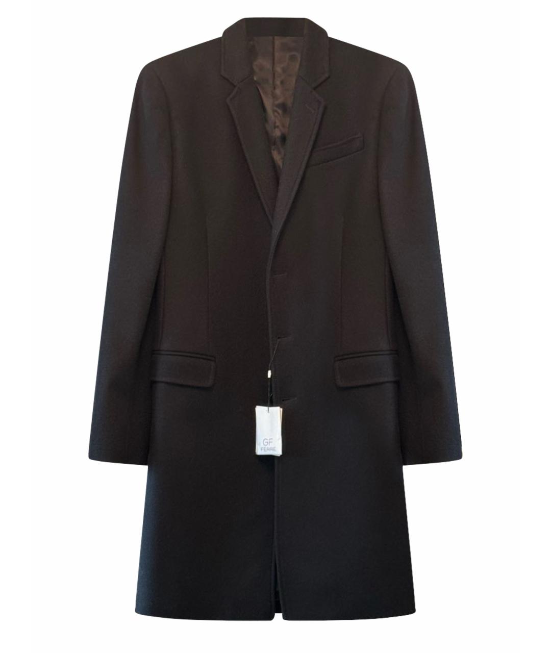 GIANFRANCO FERRE Черное шерстяное пальто, фото 1