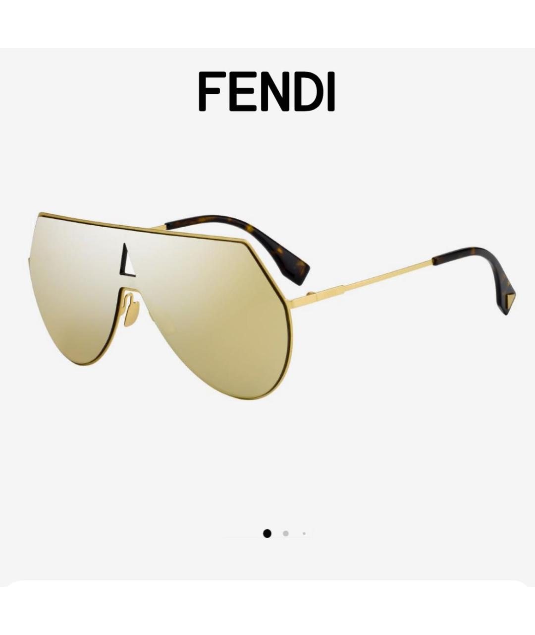 FENDI Золотые металлические солнцезащитные очки, фото 2
