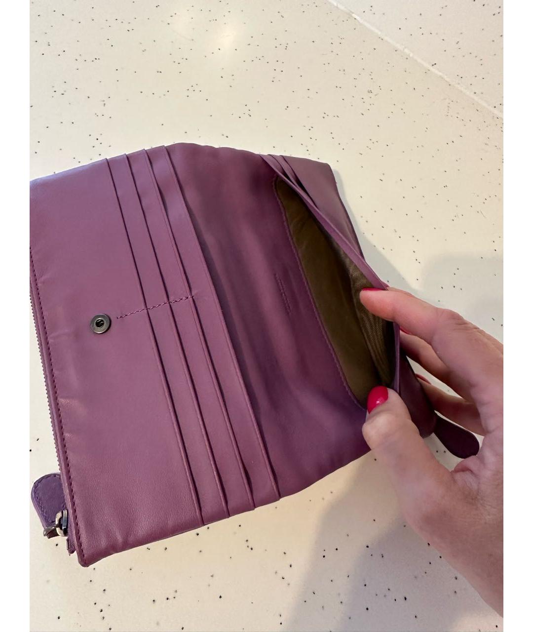 BOTTEGA VENETA Фиолетовый кожаный кошелек, фото 5