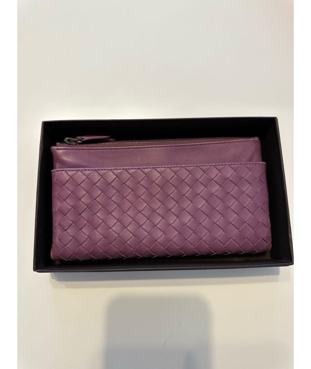 BOTTEGA VENETA Фиолетовый кожаный кошелек, фото 9