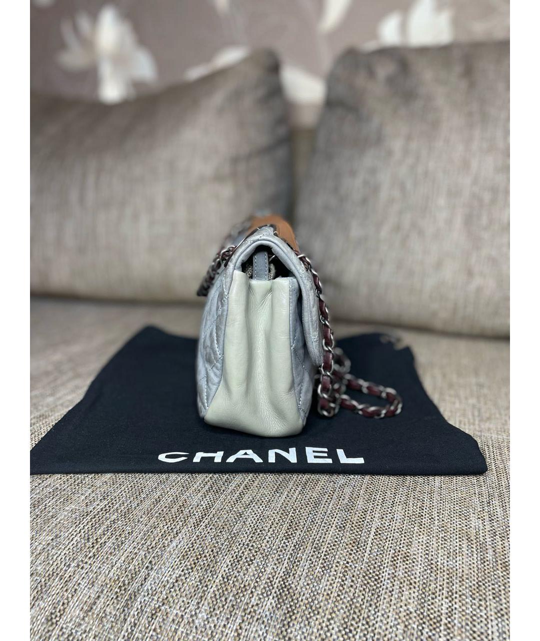 CHANEL PRE-OWNED Серая кожаная сумка через плечо, фото 4