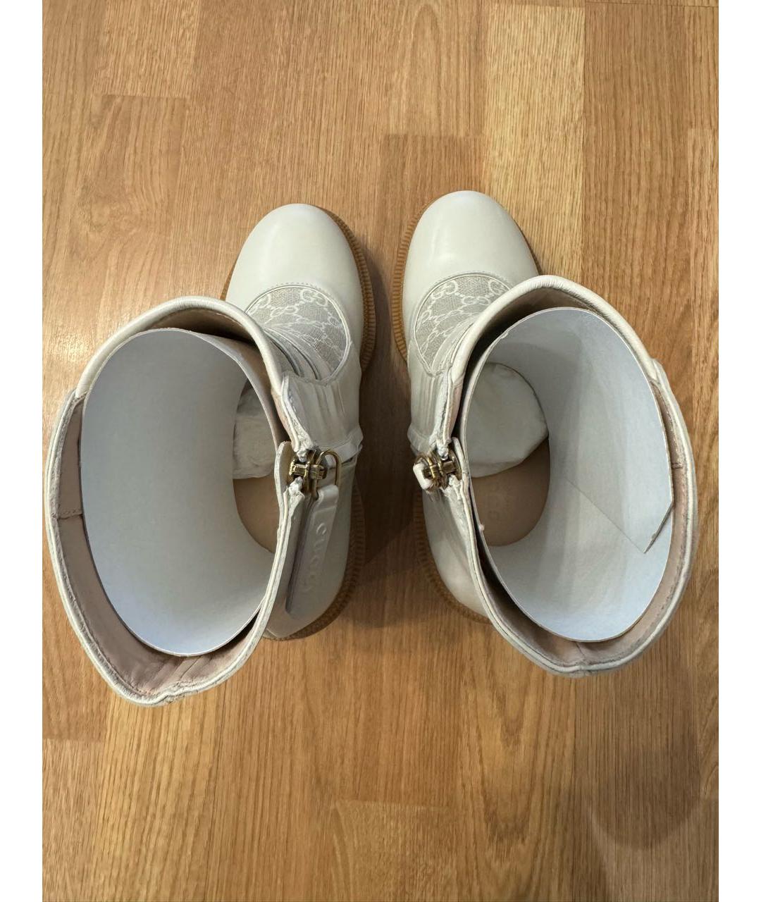 GUCCI Белые кожаные ботинки, фото 3