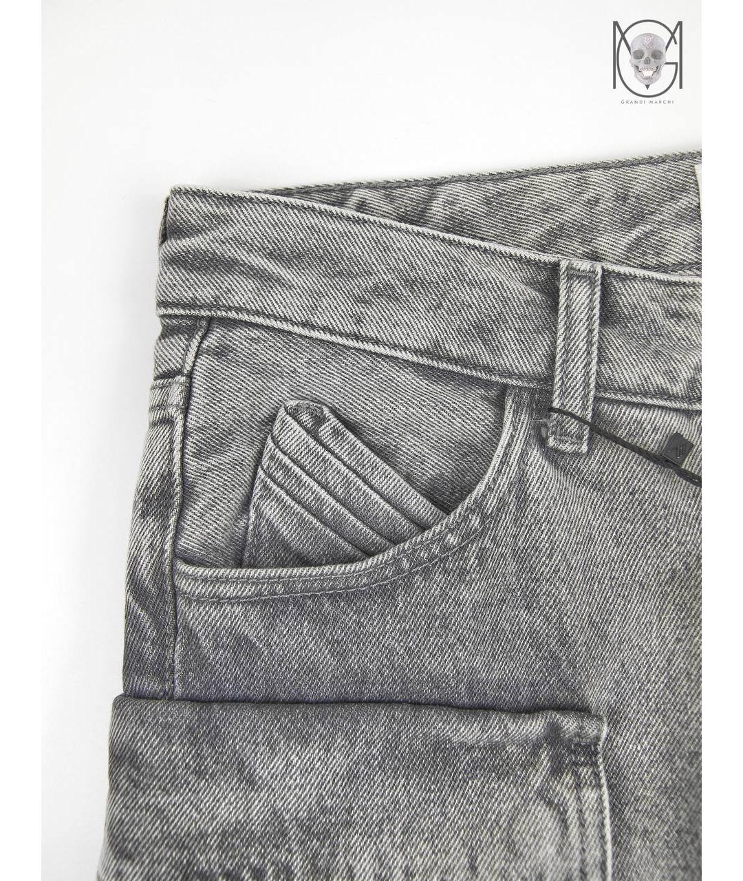 THE ATTICO Серые хлопковые прямые джинсы, фото 8