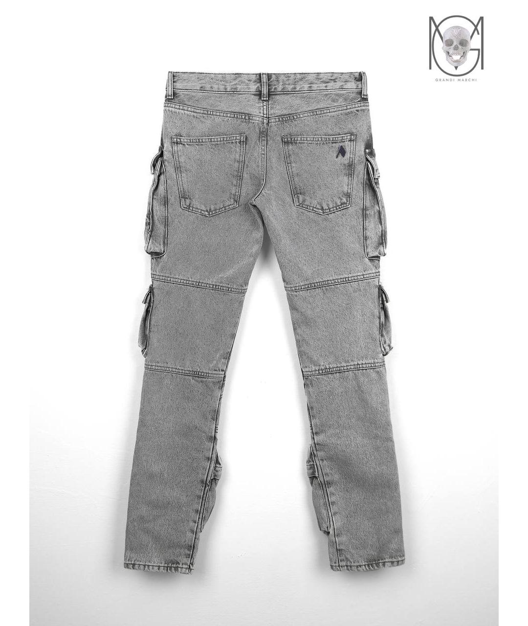 THE ATTICO Серые хлопковые прямые джинсы, фото 2