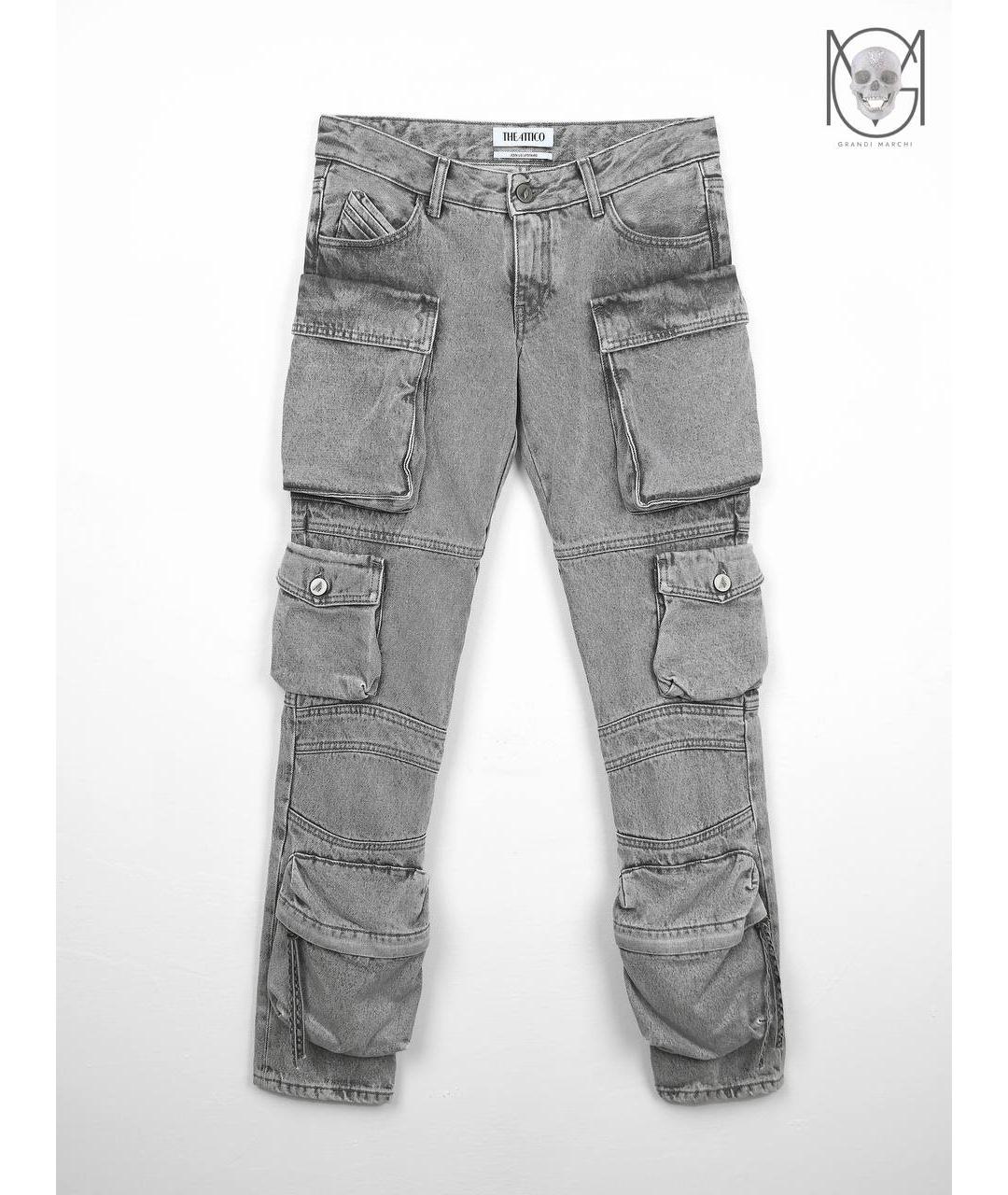 THE ATTICO Серые хлопковые прямые джинсы, фото 9