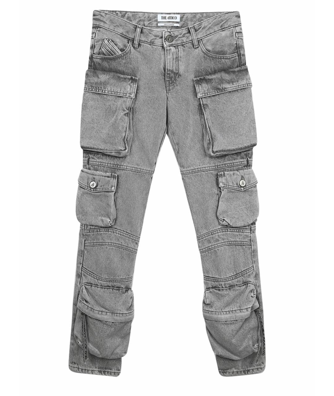 THE ATTICO Серые хлопковые прямые джинсы, фото 1