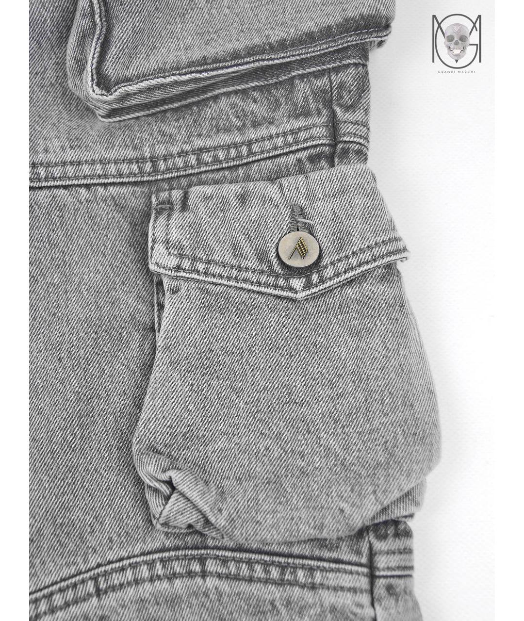 THE ATTICO Серые хлопковые прямые джинсы, фото 7