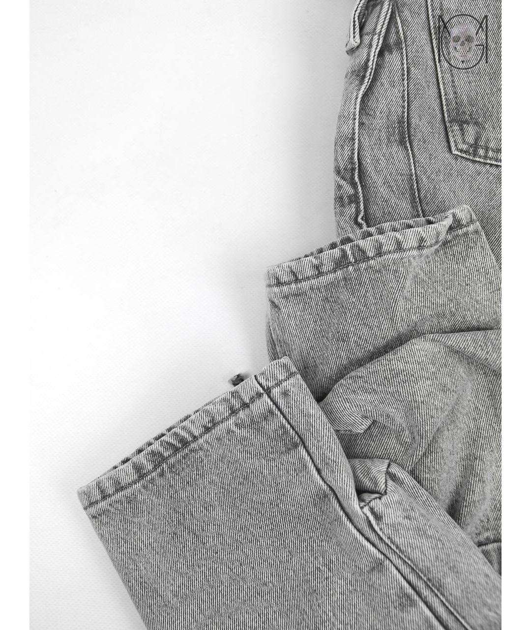 THE ATTICO Серые хлопковые прямые джинсы, фото 5