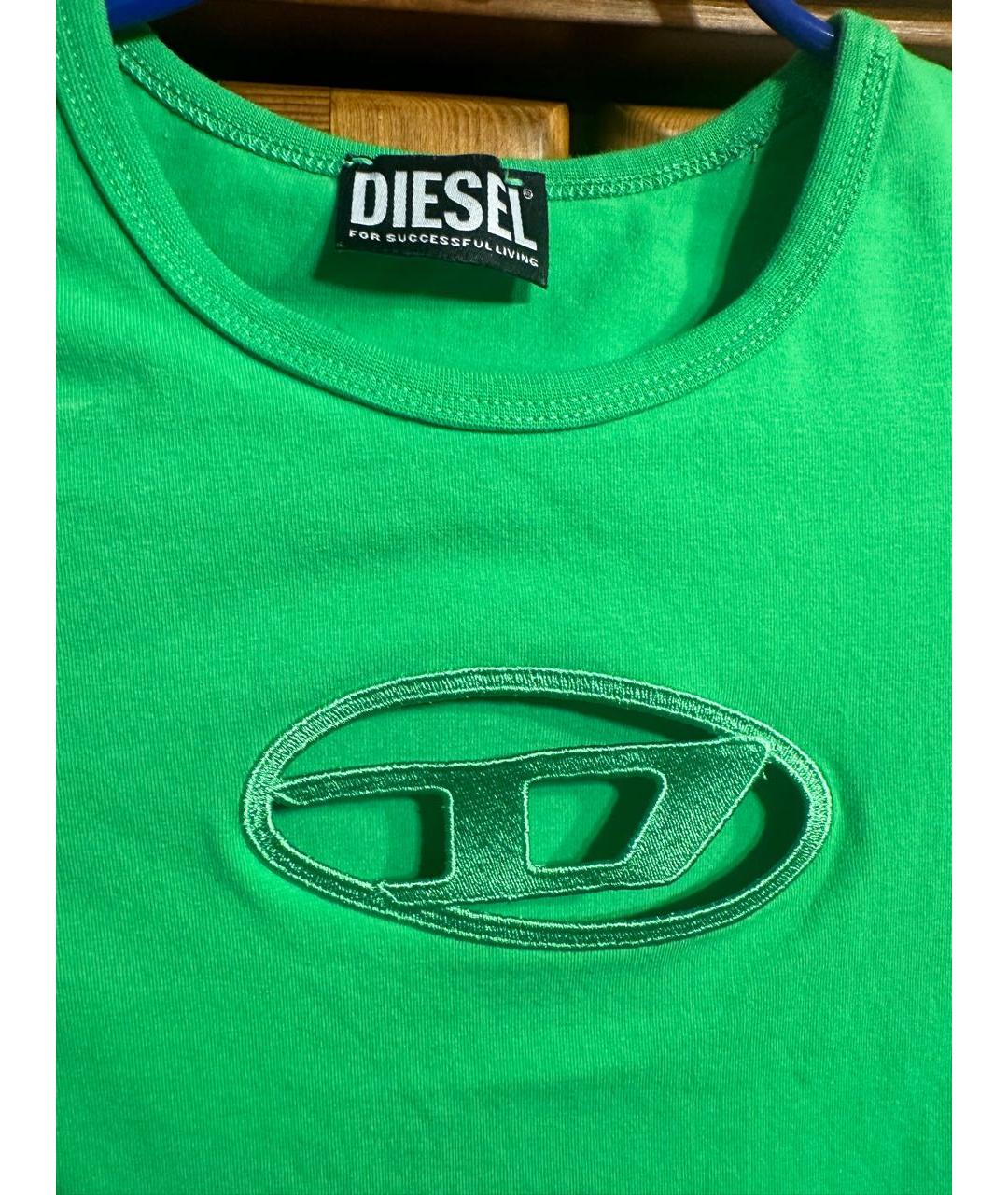 DIESEL Зеленая хлопковая футболка, фото 2